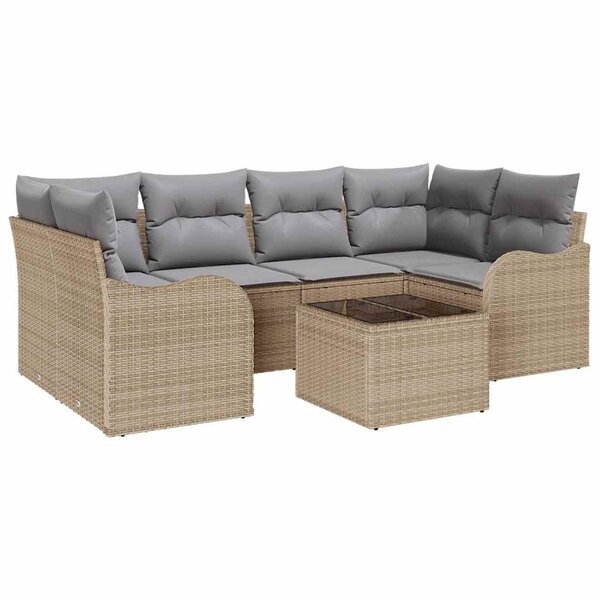 vidaXL Ensemble de canapé de jardin 7 Pièces Beige 55 x 55 x 37 cm