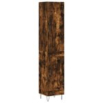 vidaXL Buffet haut Chêne fumé 34 5x34x180 cm Bois d'ingénierie
