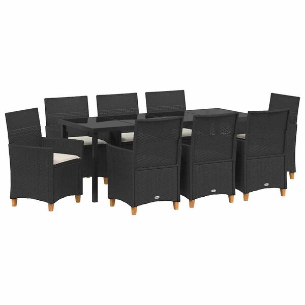 vidaXL Ensemble de salle à manger pour jardin 9 pc Noir polyrotin