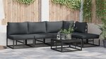 vidaXL Ensemble de canapé de jardin 5 Pièces Noir 281.5 x 141.5 x 71 cm