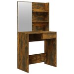 vidaXL Coiffeuse avec miroir Chêne fumé 74 5x40x141 cm