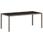 vidaXL Table de jardin dessus en verre gris clair résine tressée