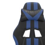vidaXL Chaise de jeu pivotante et repose-pied Noir et bleu Similicuir