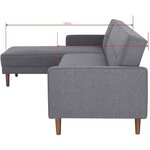 Canapé d'angle convertible 3 places réversible - Tissu gris foncé - Pieds en bois - 286 x 169 x 80 cm - IMANIA