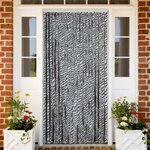vidaXL Rideau anti-mouches gris et noir et blanc 100x230 cm chenille