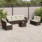 vidaXL Salon de jardin avec coussins 9 Pièces marron résine tressée