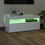 vidaXL Meuble TV avec lumières LED blanc brillant 90x35x40 cm