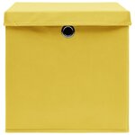 vidaXL Boîtes de rangement et couvercles 10 Pièces Jaune 32x32x32cm Tissu