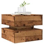 vidaXL Table basse avec lumières LED vieux bois 50x50x40 cm