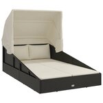 vidaXL Transat avec toit pliable noir 200x114x128 cm résine tressée