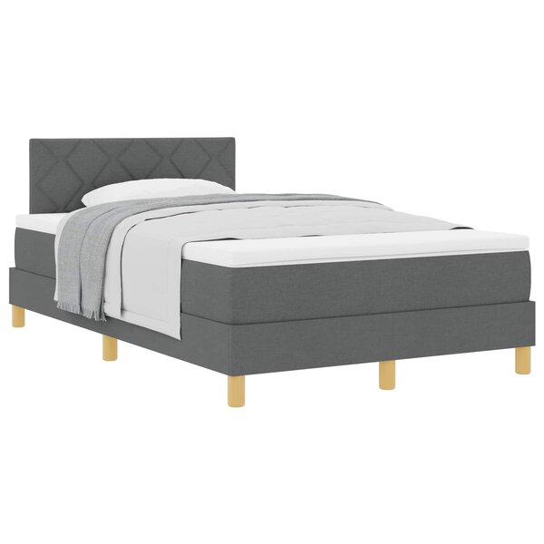 vidaXL Lit à ressorts avec coussin Gris foncé 120 x 190 cm tissu