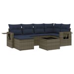 vidaXL Salon de jardin 7 Pièces avec coussins gris résine tressée