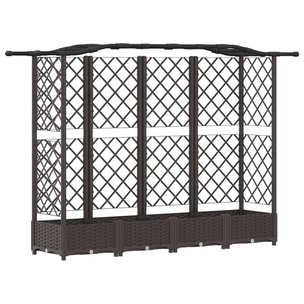vidaXL Lit Élevé avec Treillis et Toit Marron 203 5 x 40 x 123 cm PP