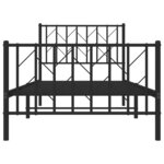 vidaXL Cadre de lit métal avec tête de lit/pied de lit noir 90x190 cm