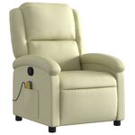vidaXL Fauteuil de massage inclinable crème cuir véritable