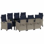 vidaXL Ensemble de salle à manger pour jardin 9 Pièces Gris polyrotin