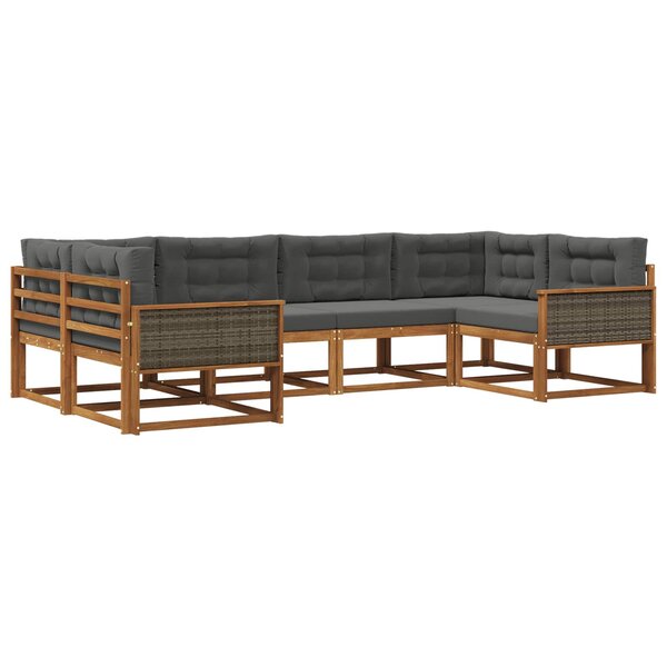 vidaXL Ensemble de canapés d'extérieur 6 Pièces Naturel et Anthracite