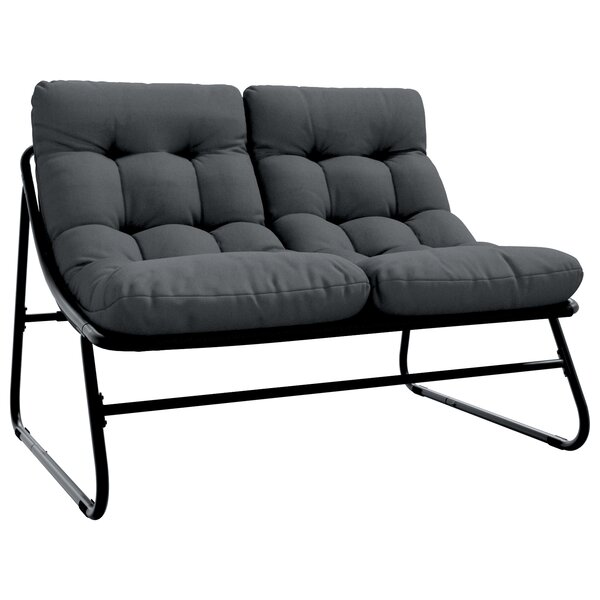 vidaXL Banc de Jardin avec Coussin Noir 110x80x71 cm Acier