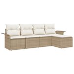 Ensemble de Canapés de Jardin vidaXL 5 Pièces avec Coussins Beige en Rotin Poly