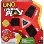 Mattel games - uno triple play  112 cartes et unité de jeu sonore et lumineuse - jeu de cartes famille - des 7 ans