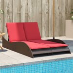 vidaXL Chaise longue avec coussins Marron 114 x 205 x 73 cm Résine tressée