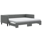 vidaXL Lit de jour avec gigogne et matelas gris foncé 90x200 cm tissu