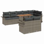vidaXL Ensemble de canapé de jardin avec coussin 9 Pièces Gris polyrotin