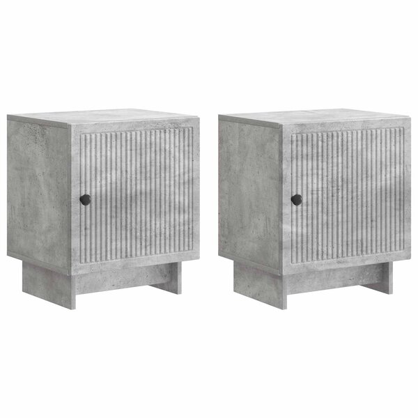 vidaXL Cabinet de chevet 2 Pièces Gris béton 43 x 34 5 x 50 cm