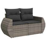 vidaXL Salon de jardin 8 Pièces avec coussins gris résine tressée