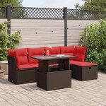 vidaXL Salon de jardin avec coussins 6Pièces marron résine tressée acacia