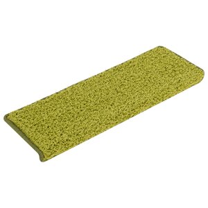 vidaXL Tapis d'escalier 15 pièces 65 x 21 x 4 cm Vert Bordure rectangulaire
