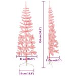 vidaXL Demi sapin de Noël artificiel mince avec support Rose 150 cm