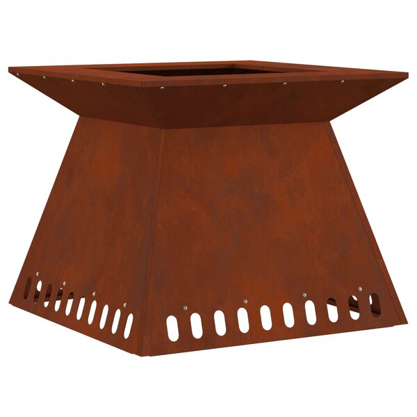 vidaXL Brasero Rouillé 60 x 60 x 50 cm Acier patiné