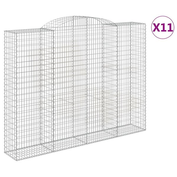 vidaXL Paniers à gabions arqués 11 Pièces 300x50x220/240 cm fer galvanisé