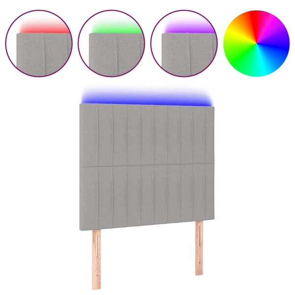 vidaXL Tête de lit à LED Gris clair 90x5x118/128 cm Tissu