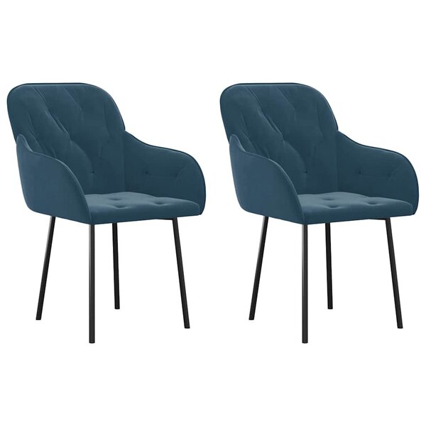vidaXL Chaises à manger lot de 2 Bleu Velours