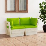 vidaXL Canapé palette à 2 places de jardin avec coussins Bois d'épicéa