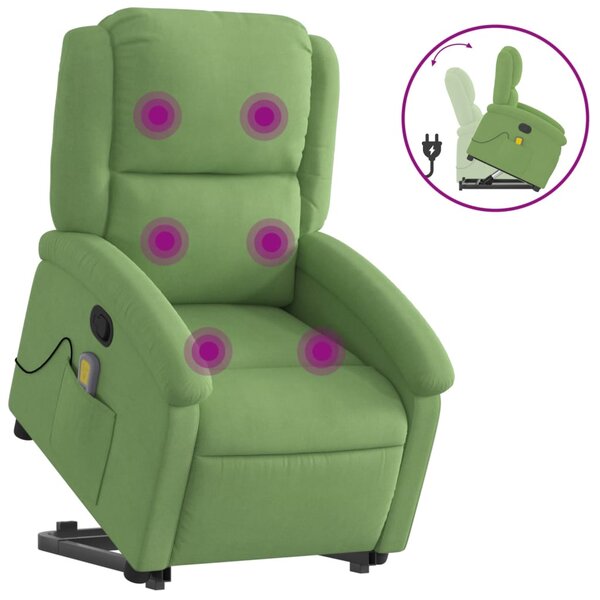 vidaXL Fauteuil de massage inclinable Vert clair Velours
