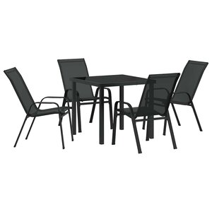vidaXL Ensemble de salle à manger pour jardin 5 Pièces Noir
