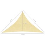 vidaXL Voile d'ombrage 160 g/m² Beige 2 5x2 5x3 5 m PEHD