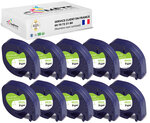 10 rubans 91200 s0721510 compatibles pour etiqueteuses dymo letratag - 12mm x 4m noir sur blanc