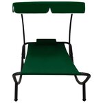 vidaXL Chaise longue de jardin avec auvent et oreiller vert
