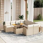 vidaXL Salon de jardin avec coussins 9 Pièces beige résine tressée