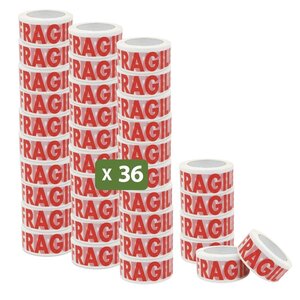 Pack and Move - Lot 36 Rouleaux Ruban Adhésif Transparent "Fragile" Pour Emballage Et Déménagement - 100 M - Qualité Premium
