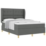 vidaXL Lit à ressorts avec matelas Gris foncé 200 x 140 cm tissu