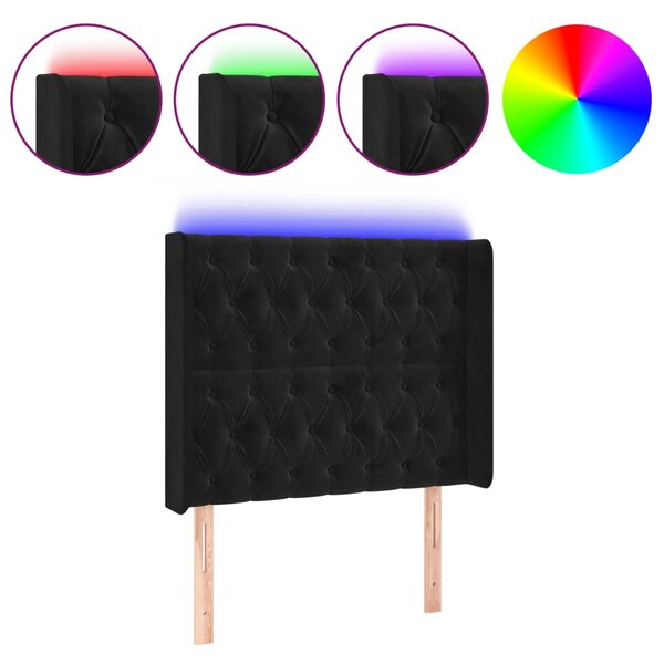 vidaXL Tête de lit à LED Noir 103x16x118/128 cm Velours