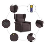 vidaXL Fauteuil inclinable de massage Marron foncé Tissu