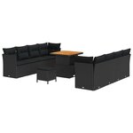 vidaXL Ensemble de canapé de jardin 11 Pièces Noir 80 x 80 x 71 cm