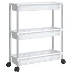 vidaXL Chariot de rangement à 3 niveaux Argenté et blanc Aluminium