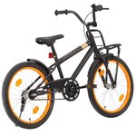 vidaXL Vélo d'enfant avec porte-bagages avant 20 pouces Noir et orange